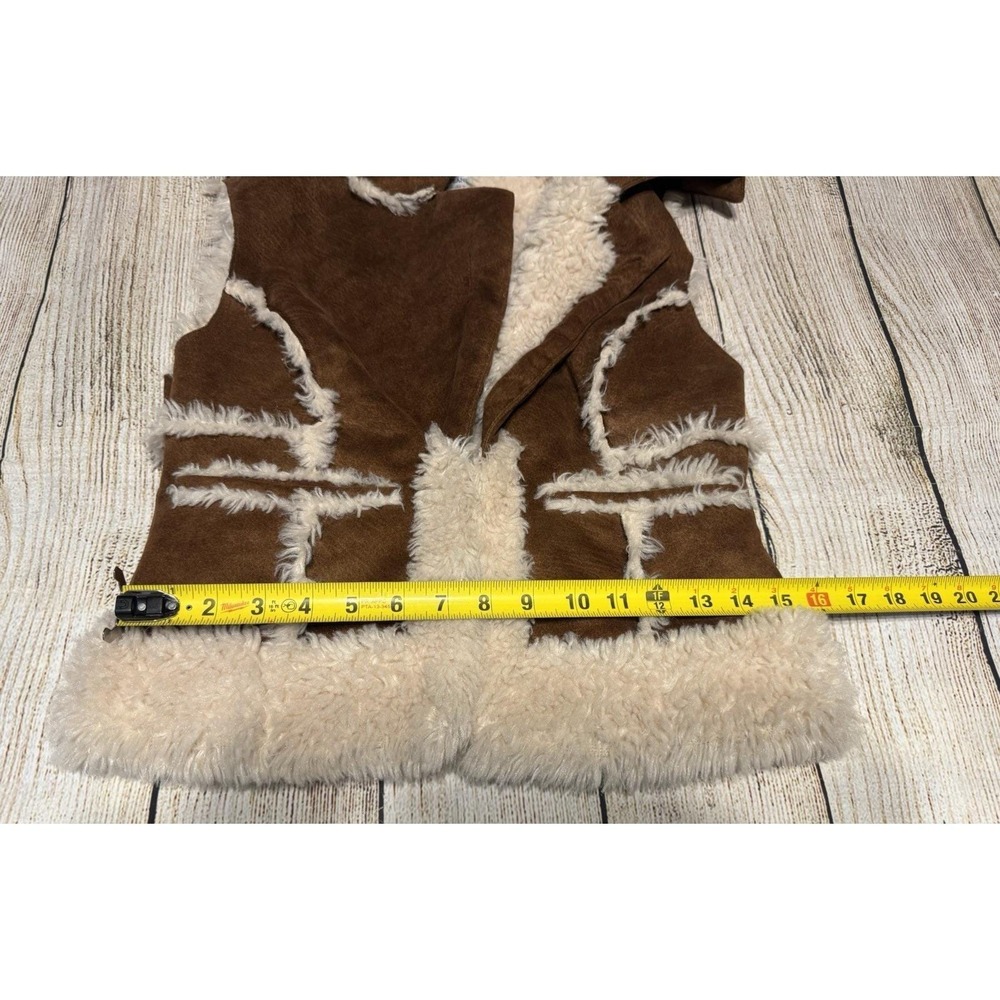 Vintage Western Brown Suede Vest Faux Fur Y2K Guess Jeans Authentic Sz M GTubU - Picture 5 of 10